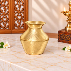 Brass Hammered Pooja Kodam/Kalash (5 Inch)