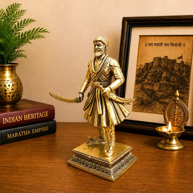 Brass Lightweight Chatrapati Shivaji Maharaj Idol (5 Inch)