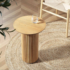 Velin Solid Wood Round Side Table