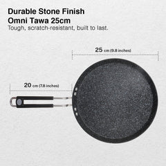 Prestige Durastone Hard Anodised 6 Layer Non-Stick Omni Tawa, 25 cm (Black), Prestige Durastone Hard Anodised 6 Layer Non-Stick Fry Pan, (24 cm, 1.9 Litre) (Black)