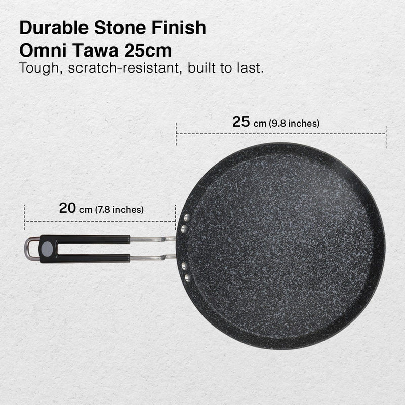 Prestige Durastone Hard Anodised 6 Layer Non-Stick Omni Tawa, 25 cm (Black), Prestige Durastone Hard Anodised 6 Layer Non-Stick Fry Pan, (24 cm, 1.9 Litre) (Black)