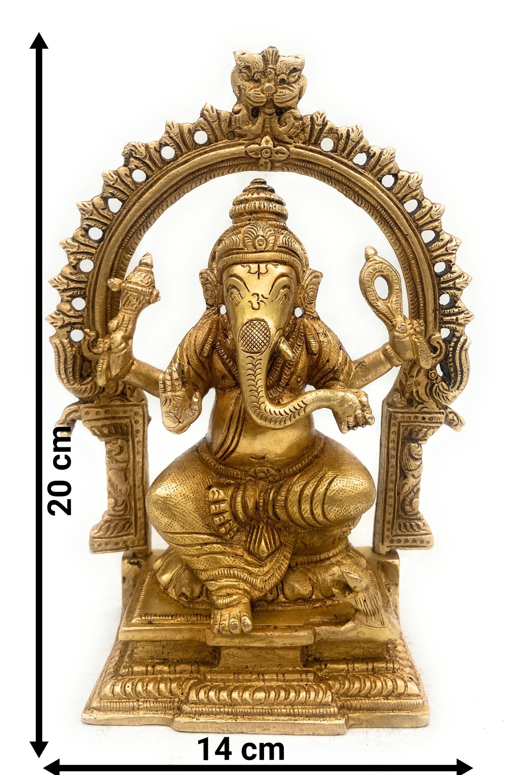 Brass Ganesha Idol, Siddhivinayak Murti, Vinayaka Statue, Ganapati Figurine, Vighnaharta Lord, Lambodara Elephant God, Ekadanta Home Decor & Pooja Idol,Gold, 8 Inch, 1 Piece