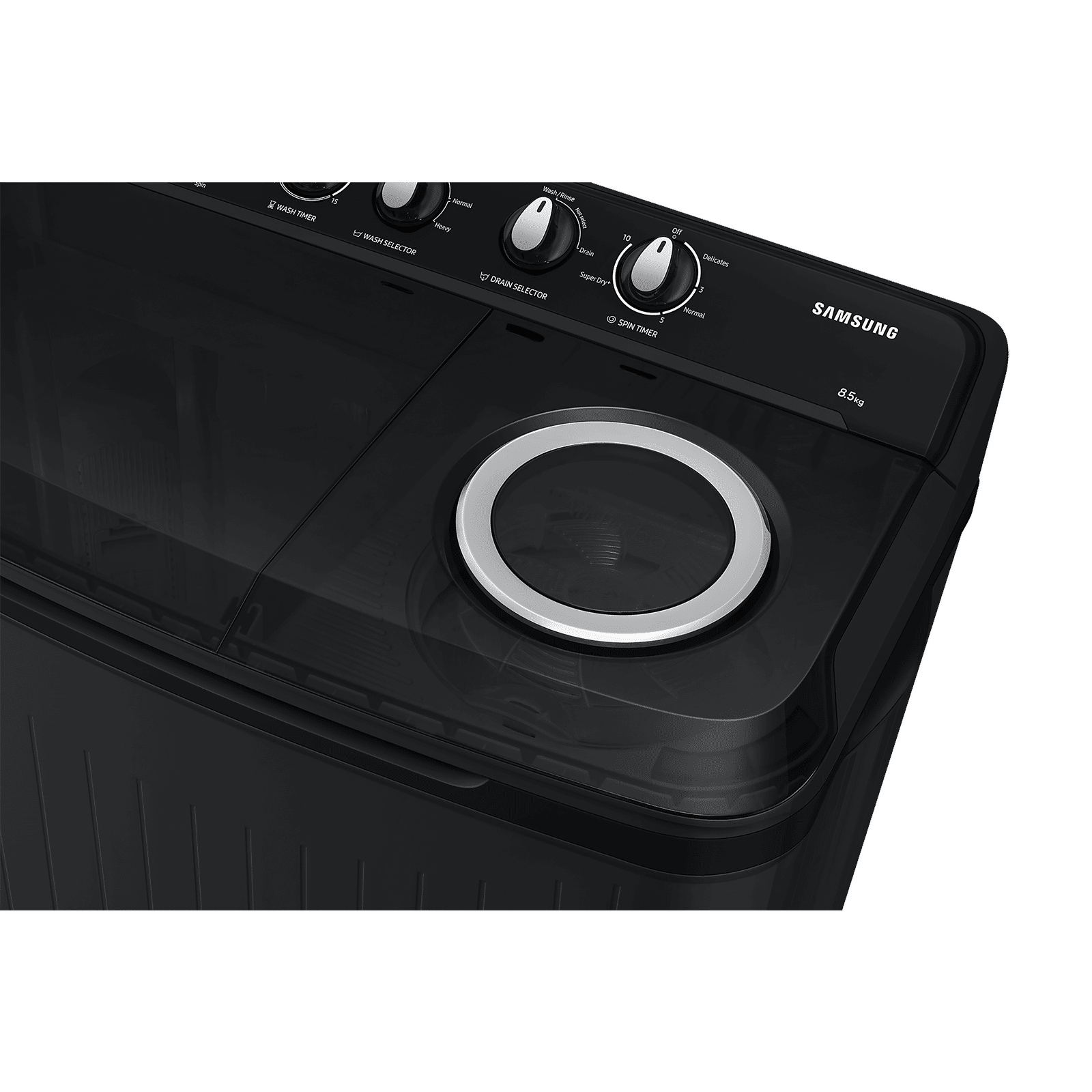 SAMSUNG 8.5 kg 5 Star Semi Automatic Washing Machine with Air Turbo Drying System (WT85B4200GD/TL, Dark Grey)