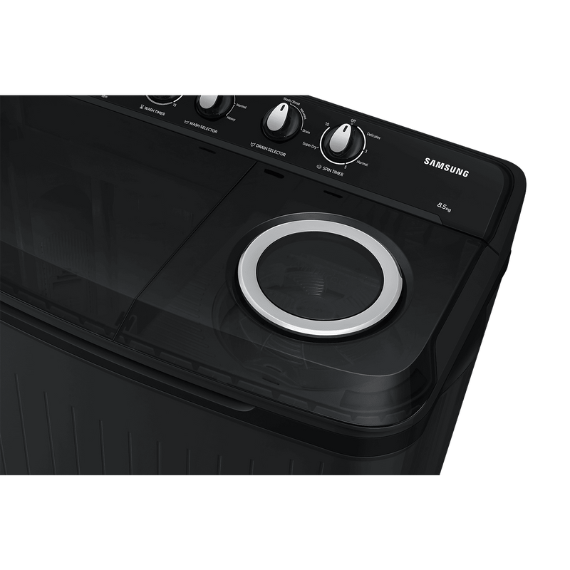 SAMSUNG 8.5 kg 5 Star Semi Automatic Washing Machine with Air Turbo Drying System (WT85B4200GD/TL, Dark Grey)