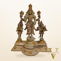 Captivating 24-Inch Brass Antique Vishnu Statue with Sand Patina Finish