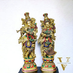 Captivating Handmade Brass Radha krishna Idol 29 inch