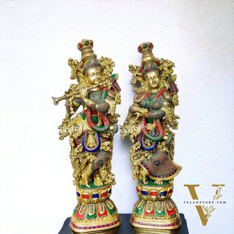 Captivating Handmade Brass Radha krishna Idol 29 inch