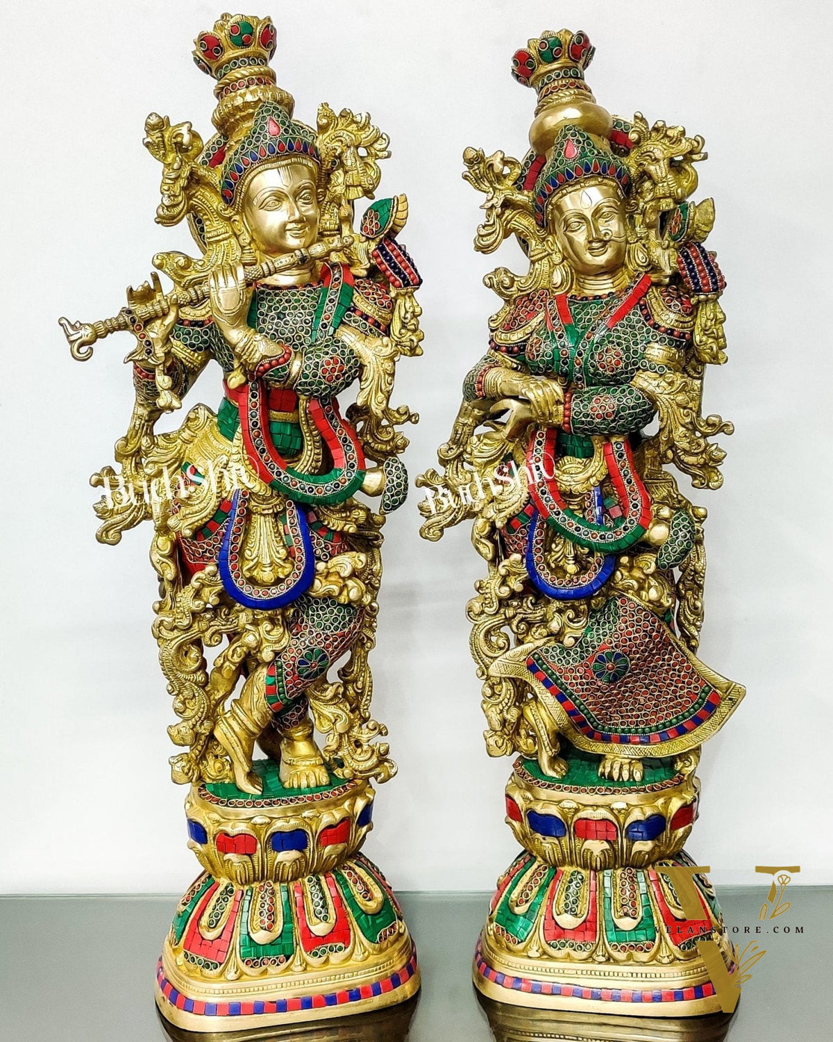 Captivating Handmade Brass Radha krishna Idol 29 inch