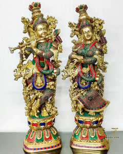 Captivating Handmade Brass Radha krishna Idol 29 inch