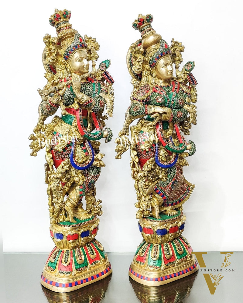 Captivating Handmade Brass Radha krishna Idol 29 inch