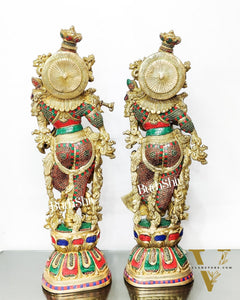 Captivating Handmade Brass Radha krishna Idol 29 inch