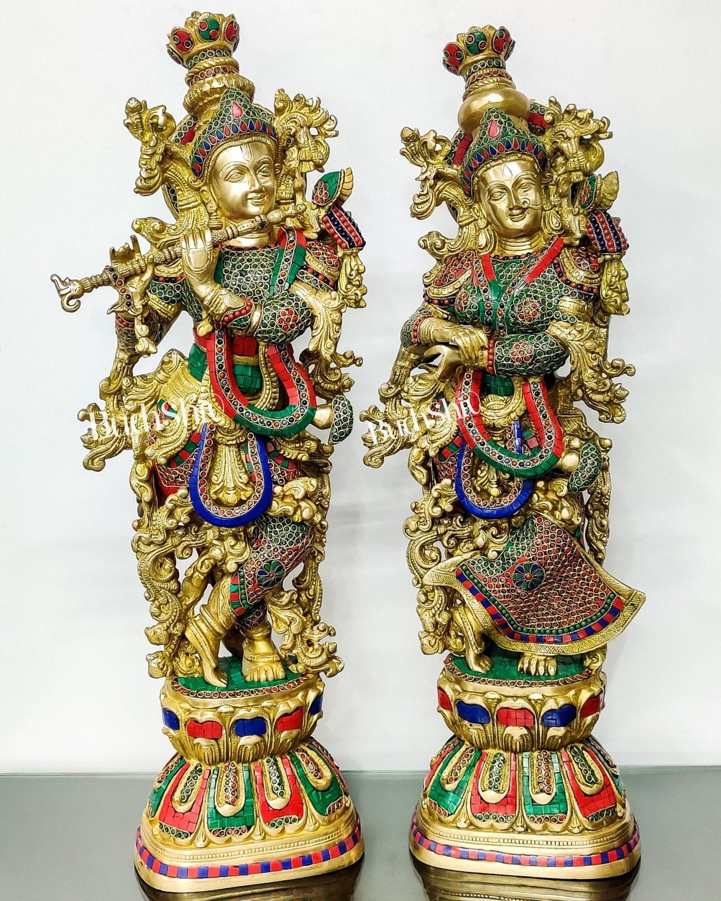 Captivating Handmade Brass Radha krishna Idol 29 inch