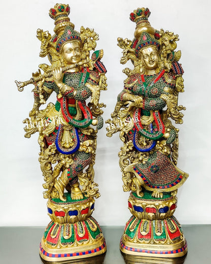 Captivating Handmade Brass Radha krishna Idol 29 inch
