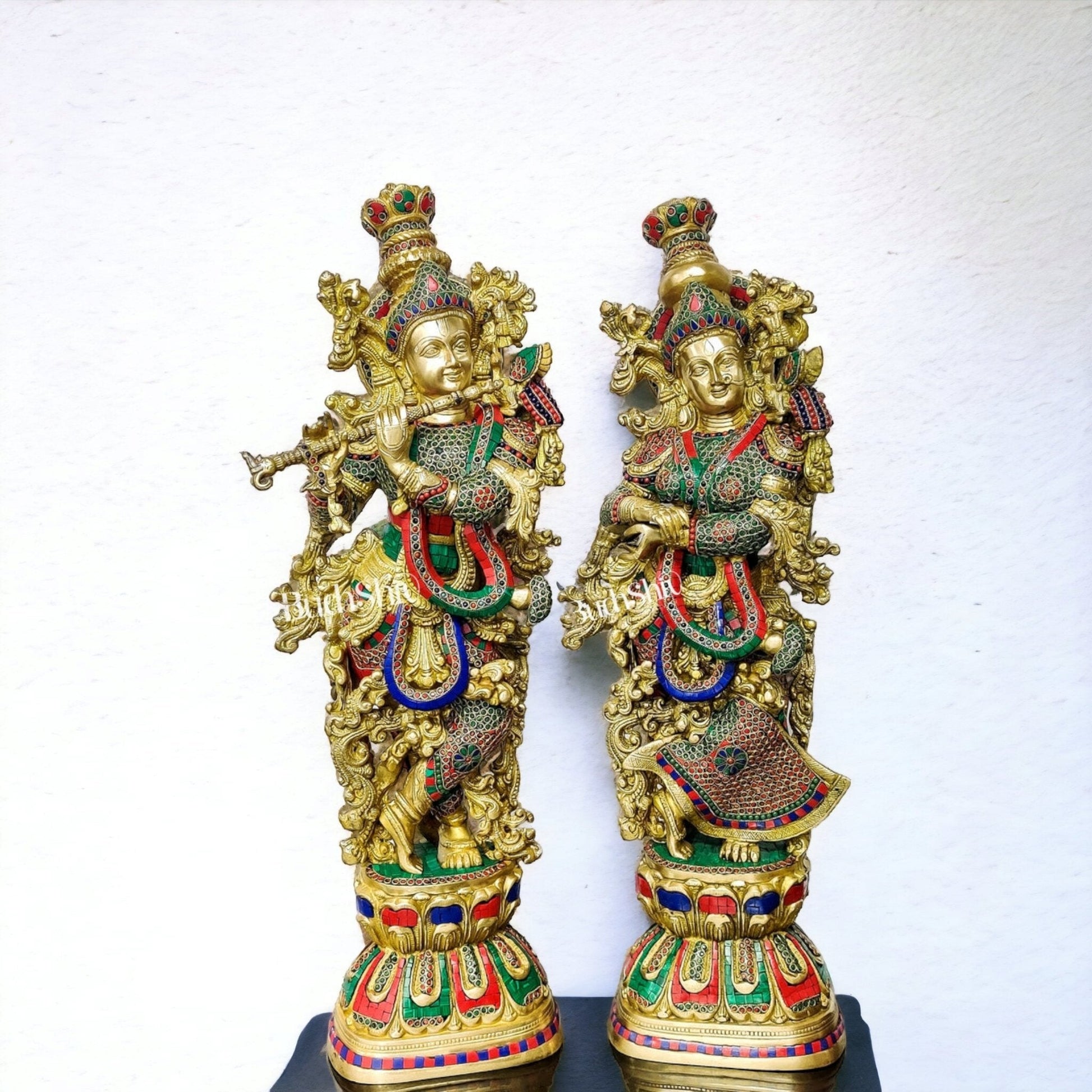 Captivating Handmade Brass Radha krishna Idol 29 inch