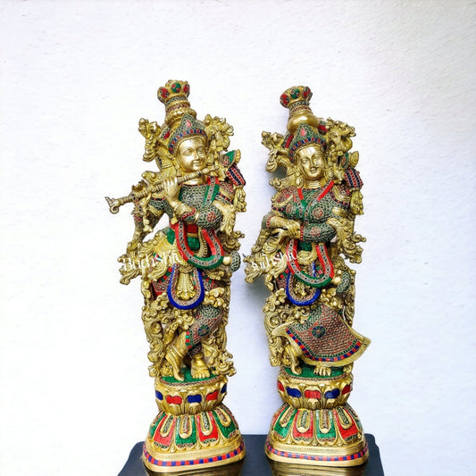 Captivating Handmade Brass Radha krishna Idol 29 inch