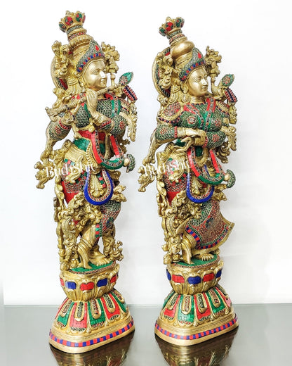 Captivating Handmade Brass Radha krishna Idol 29 inch