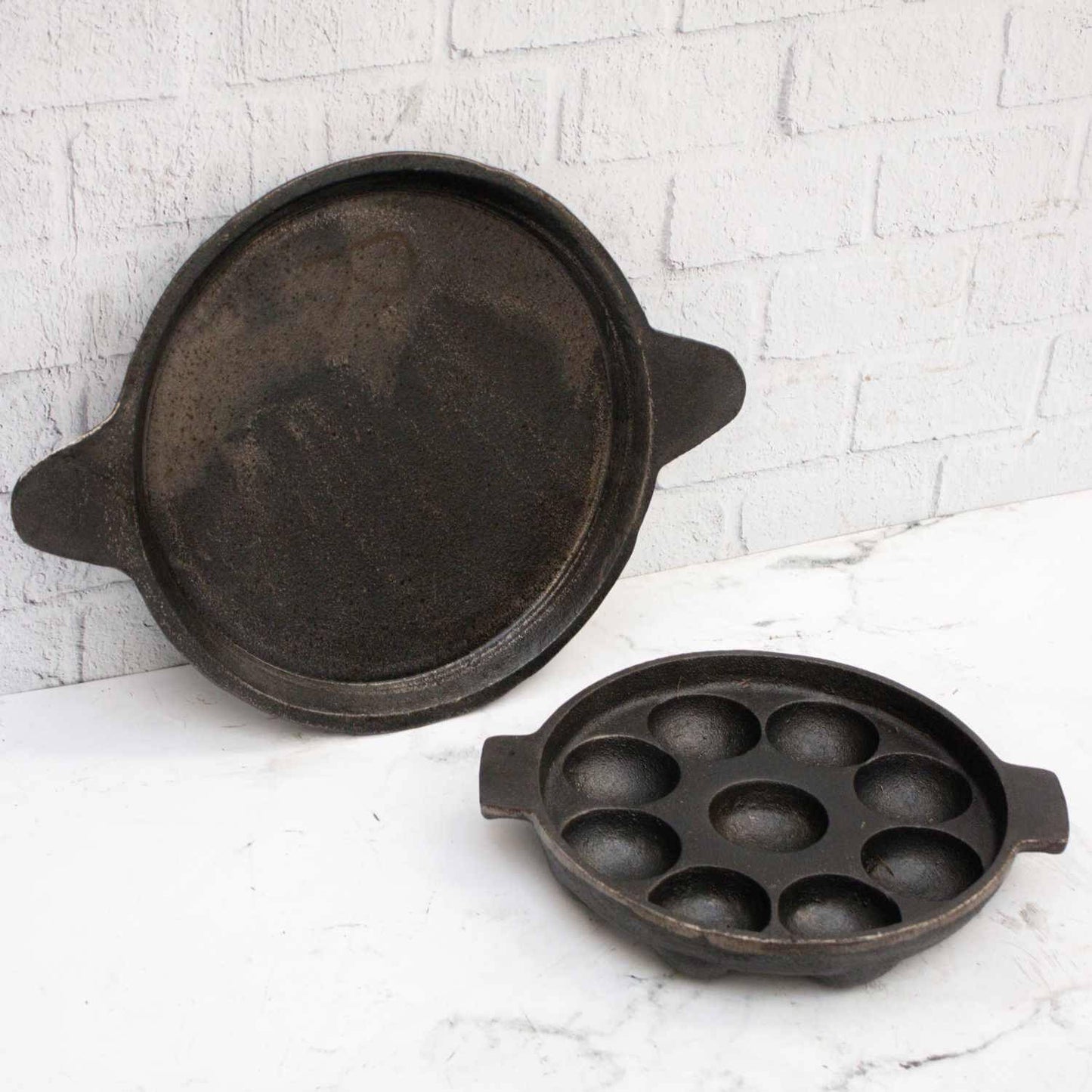 Cast Iron Combo : Kuzhipaniyaram Pan , Raised Edge Pan