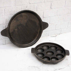 Cast Iron Combo : Kuzhipaniyaram Pan , Raised Edge Pan