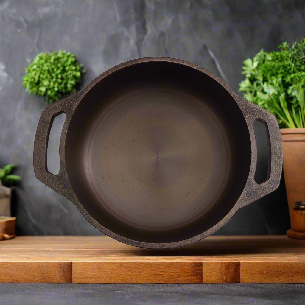 Handcrafted Cast Iron Flat Bottom Pan-Kadai