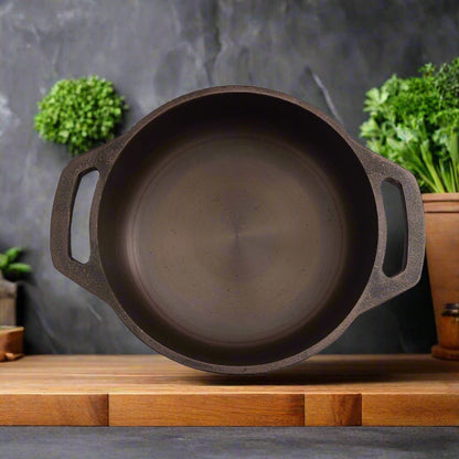 Handcrafted Cast Iron Flat Bottom Pan-Kadai