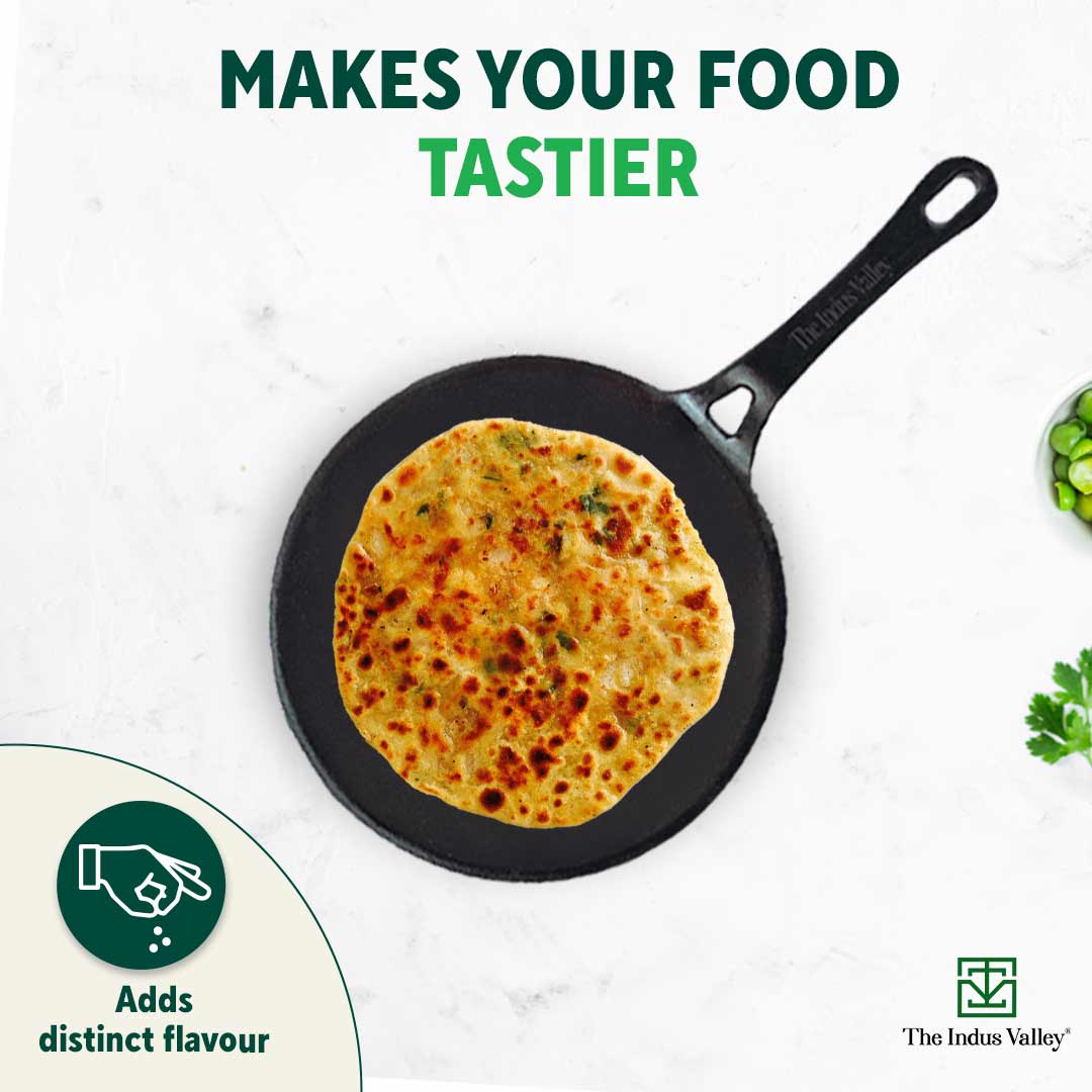 CASTrong Cast Iron Tawa,Pre-seasoned, Nonstick, 100% Pure, Toxin-free, 26cm