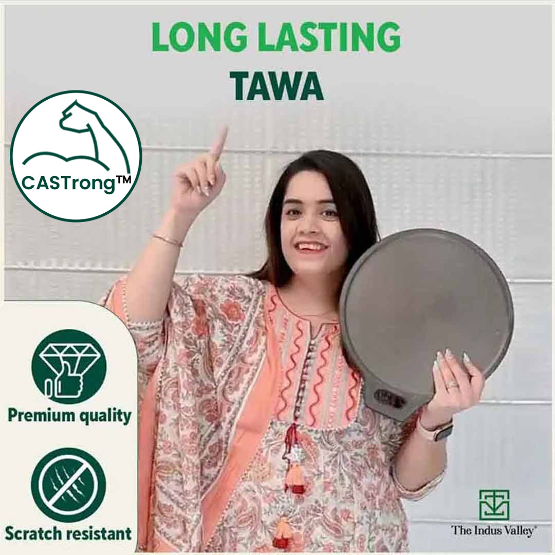 Super Smooth Cast Iron Tawa + Free ₹110 Spatula, Pre-seasoned, Nonstick, 100% Pure, Toxin-free, 30.5cm, 2.3kg