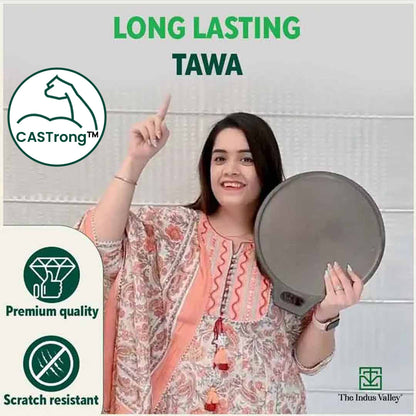 Super Smooth Cast Iron Tawa + Free ₹110 Spatula, Pre-seasoned, Nonstick, 100% Pure, Toxin-free, 30.5cm, 2.3kg