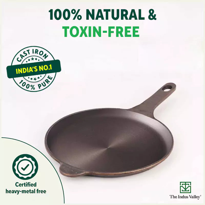 Super Smooth Cast Iron Shallow Fry Pan,Pre-seasoned, Nonstick, 100% Pure, Toxin-free, Induction, 24.6 cm, 1.6kg