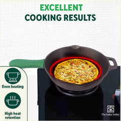 CASTrong Cast Iron Fry Pan/Skillet, Glass Lid, Pre-seasoned, Natural Nonstick, 100% Pure, Induction, 20.3cm, 1.3L, 2.3kg