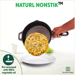 CASTrong Cast Iron Fry Pan/Skillet, Glass Lid, Pre-seasoned, Natural Nonstick, 100% Pure, Induction, 20.3cm, 1.3L, 2.3kg