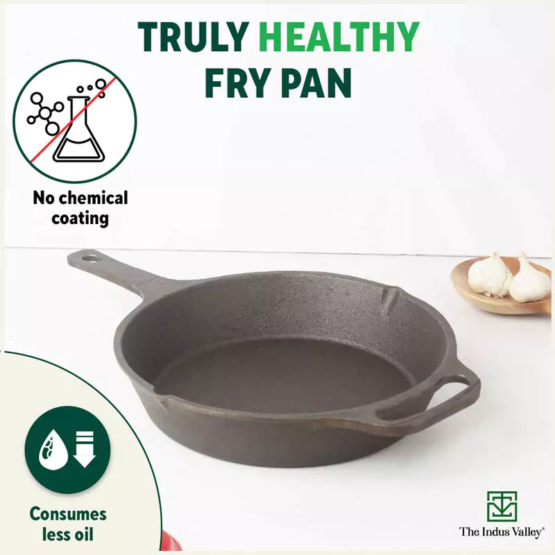 CASTrong Cast Iron Fry Pan, Pre-seasoned, Nonstick, 100% Pure, Toxin-free, Induction, 25.4cm, 1.9L, 2.9kg