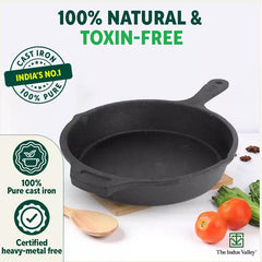 CASTrong Cast Iron Fry Pan, Pre-seasoned, Nonstick, 100% Pure, Toxin-free, Induction, 25cm, 1.6L, 2.4kg