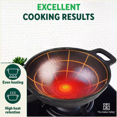 Super Smooth Cast Iron Kadai,Pre-seasoned, Nonstick, 100% Pure, Toxin-free, Free ₹110 Spatula, 25.4cm, 2.5L, 2.4kg