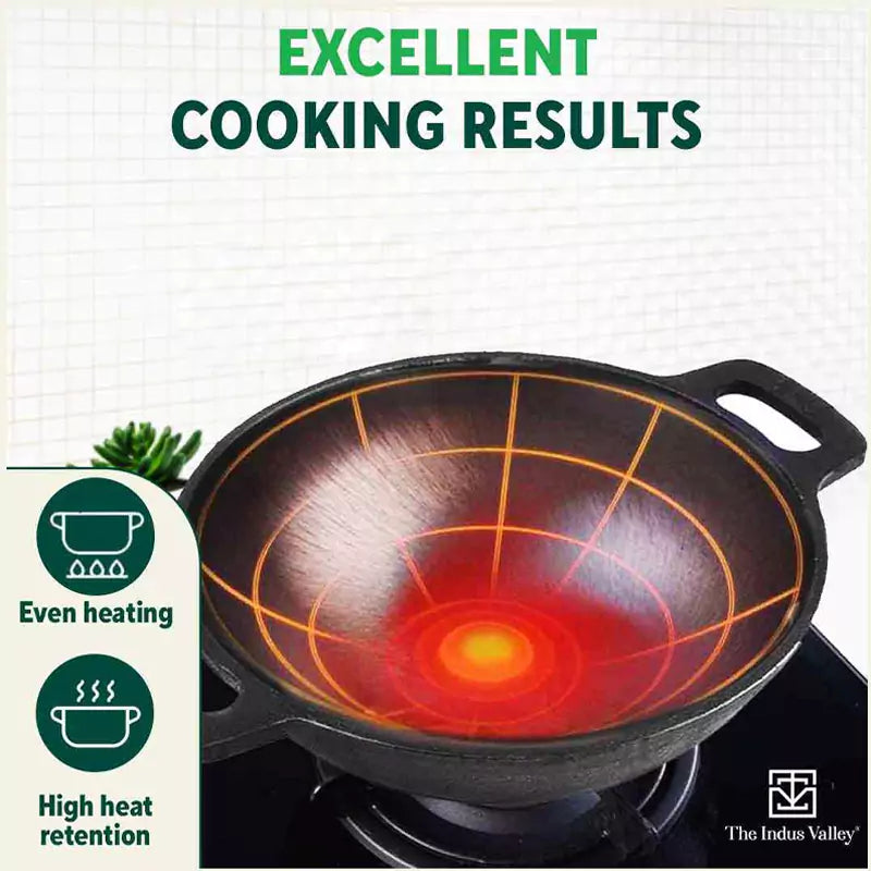 Super Smooth Cast Iron Kadai,Pre-seasoned, Nonstick, 100% Pure, Toxin-free, Free ₹110 Spatula, 25.4cm, 2.5L, 2.4kg