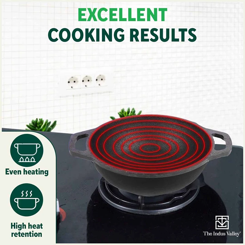 CASTrong Cast Iron Cookware Set: Tawa+ Kadai (Wok model), Kitchen Set for Home, Pre-seasoned, 100% Pure, Toxin-free, Free ₹400 Tadka Pan
