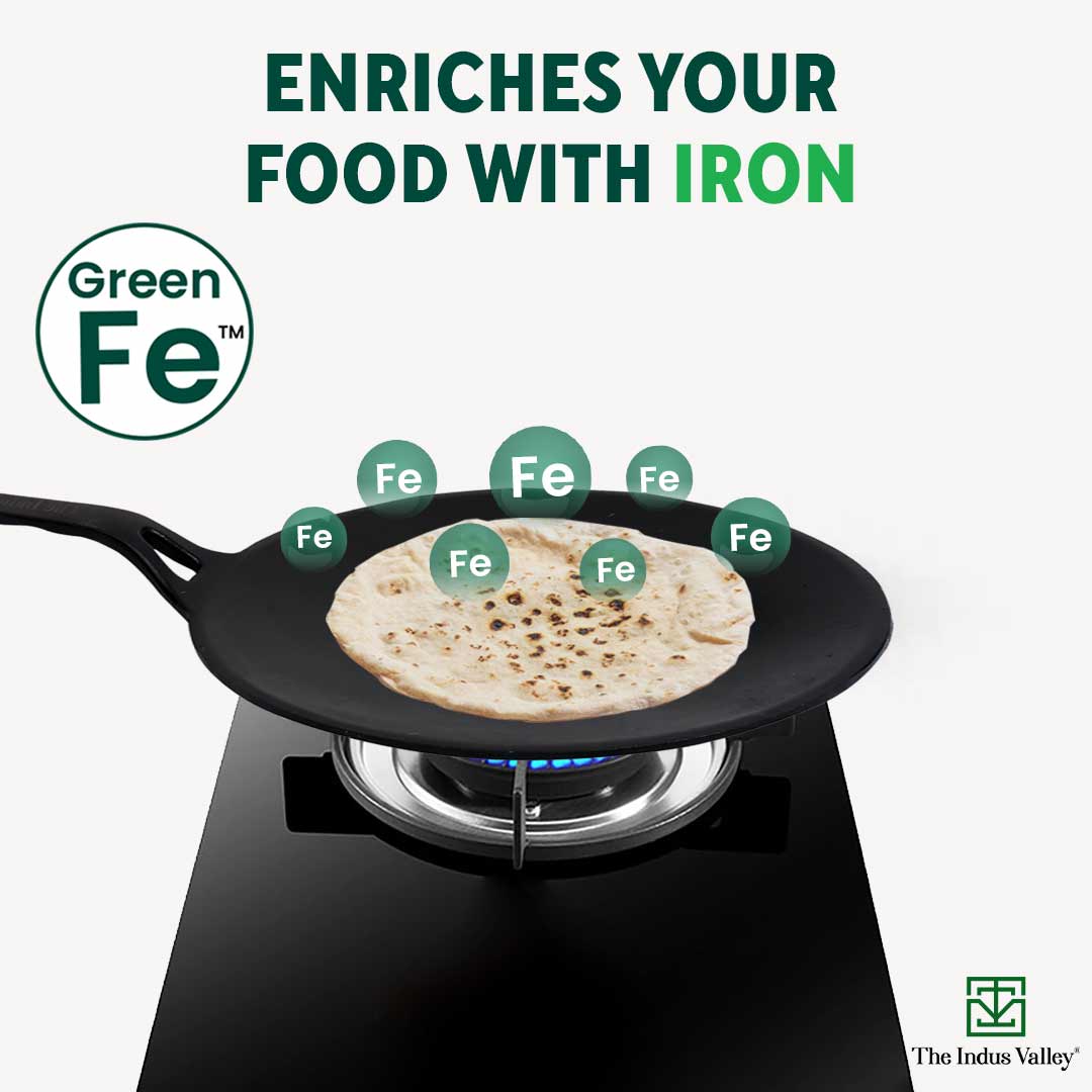 CASTrong Cast Iron Tawa,Pre-seasoned, Nonstick, 100% Pure, Toxin-free, 26cm