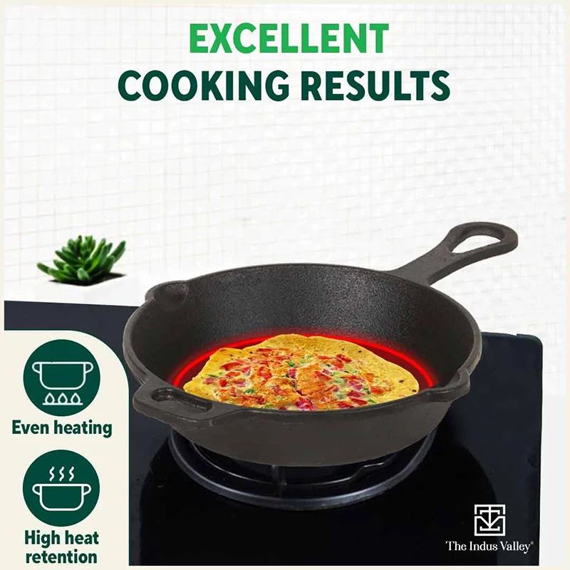 CASTrong Cast Iron Fry Pan/Skillet,Pre-seasoned, Nonstick, 100% Pure, Toxin-free, Induction, 23cm, 1.4L, 2.4kg