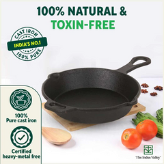 CASTrong Cast Iron Fry Pan/Skillet,Pre-seasoned, Nonstick, 100% Pure, Toxin-free, Induction, 23cm, 1.4L, 2.4kg
