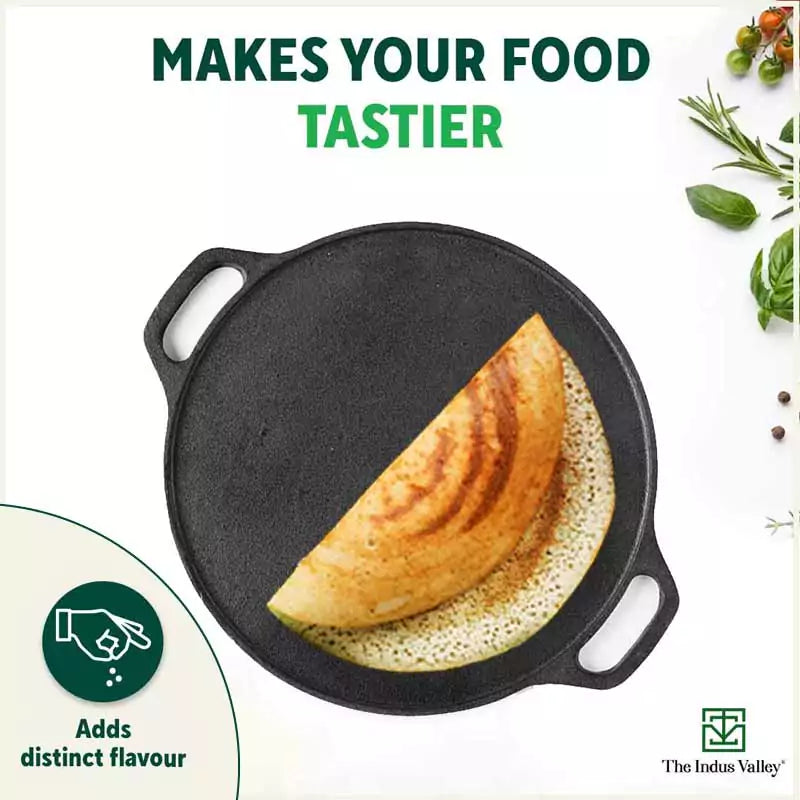 CASTrong Cast Iron Roti/Dosa Tawa, Pre-seasoned, Nonstick, 100% Pure, Toxin-free, Gas & Induction, Free ₹110 Spatula, 30.2cm, 2.4kg