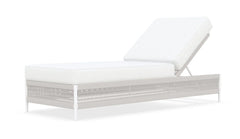 Deiniol Outdoor Swimming Poolside Lounger (White) Braided & Rope