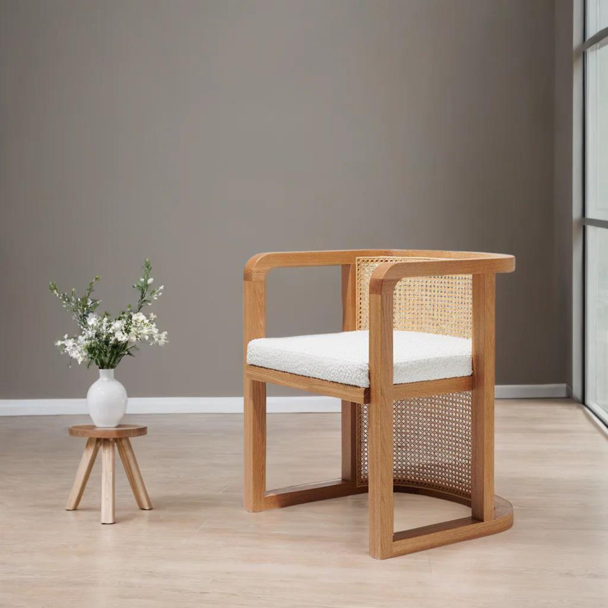 Wooden Cane Lounge Chair