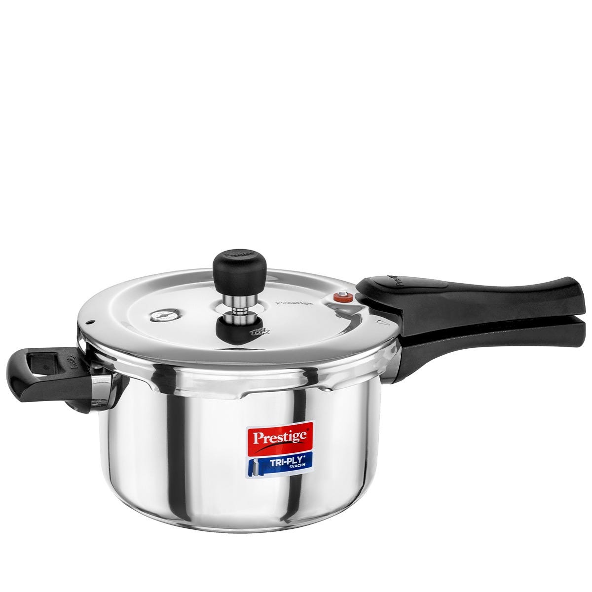 Prestige 3 Litre TRIPLY Svachh Outer Lid Pressure Cooker, Deep Lid Spillage Control, Gas & Induction + Prestige Platina Popular Stainless Steel Impact Forged Bottom Kadai with Glass Lid, 24cm, 2.8 L