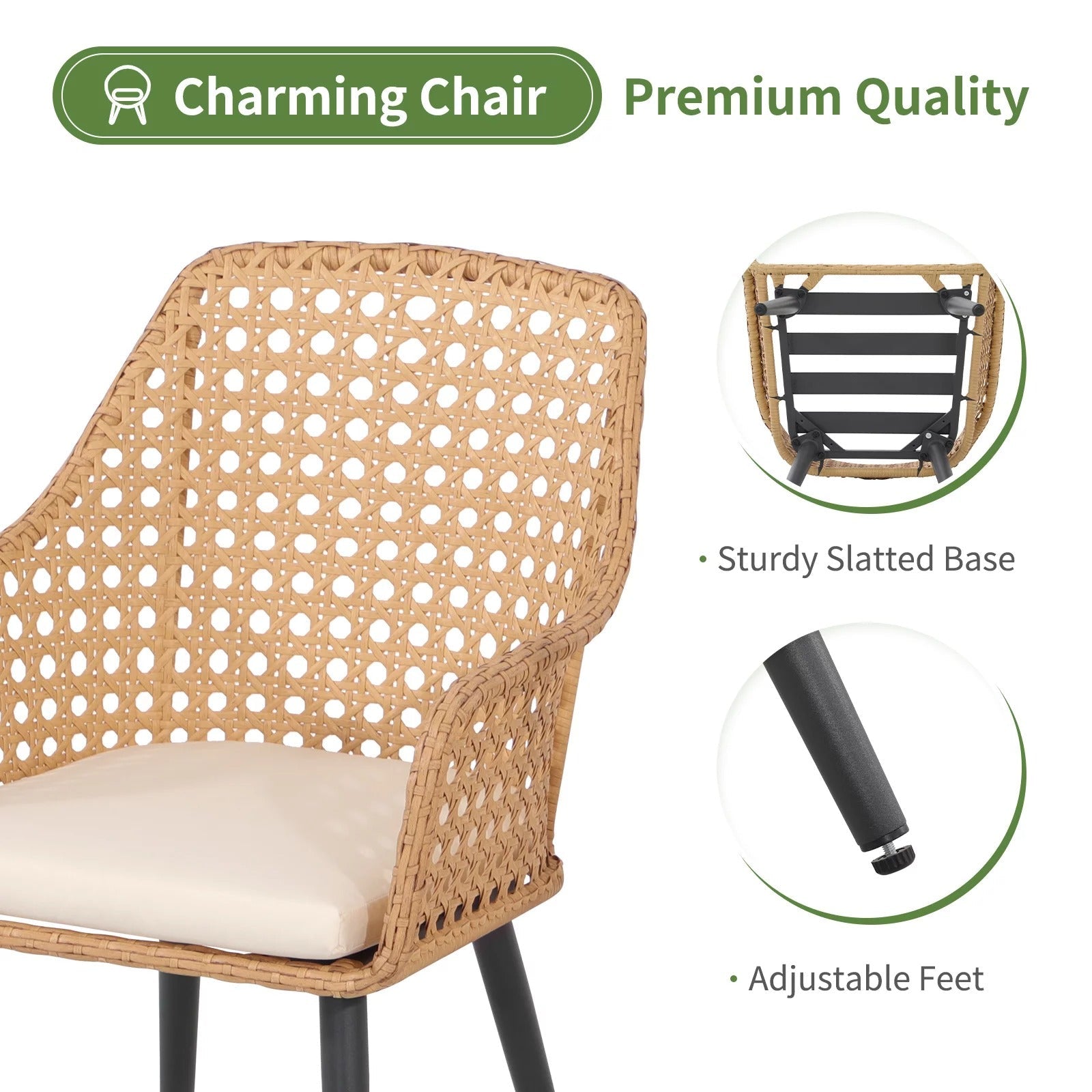Nano Outdoor Patio Seating Set 4 Chairs and 1 Table Set (Tan)