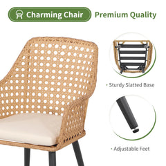 Nano Outdoor Patio Seating Set 4 Chairs and 1 Table Set (Tan)