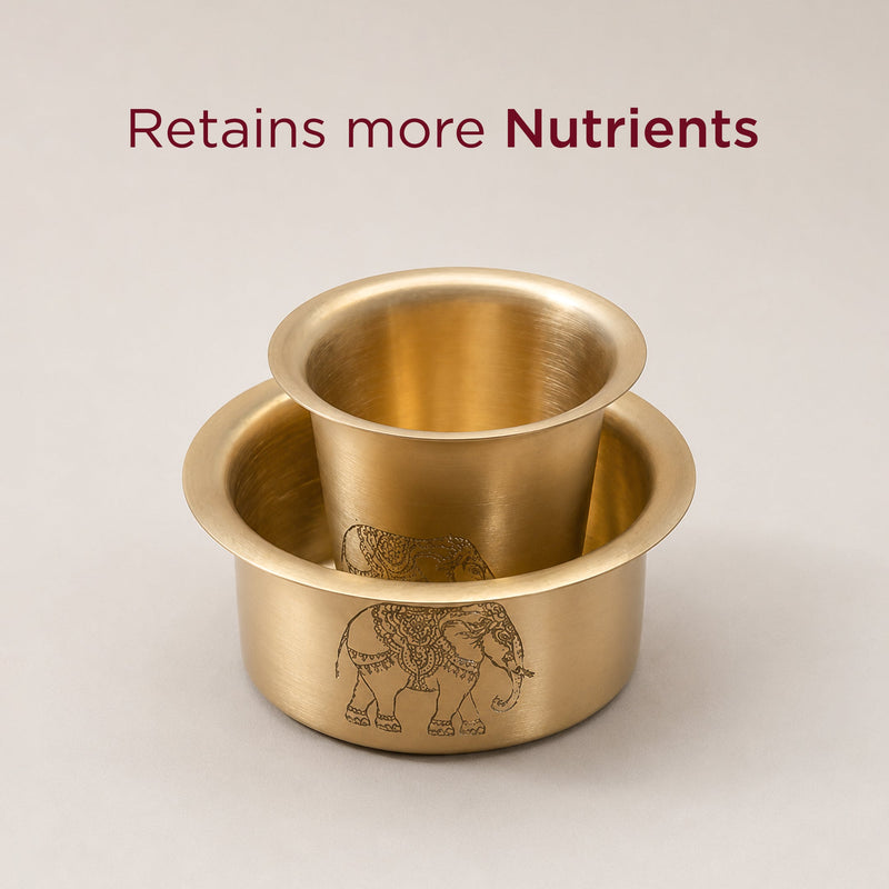 Traditional South Indian Brass Filter Coffee Tumbler Set | Brass Cup and Dabra Set of 1