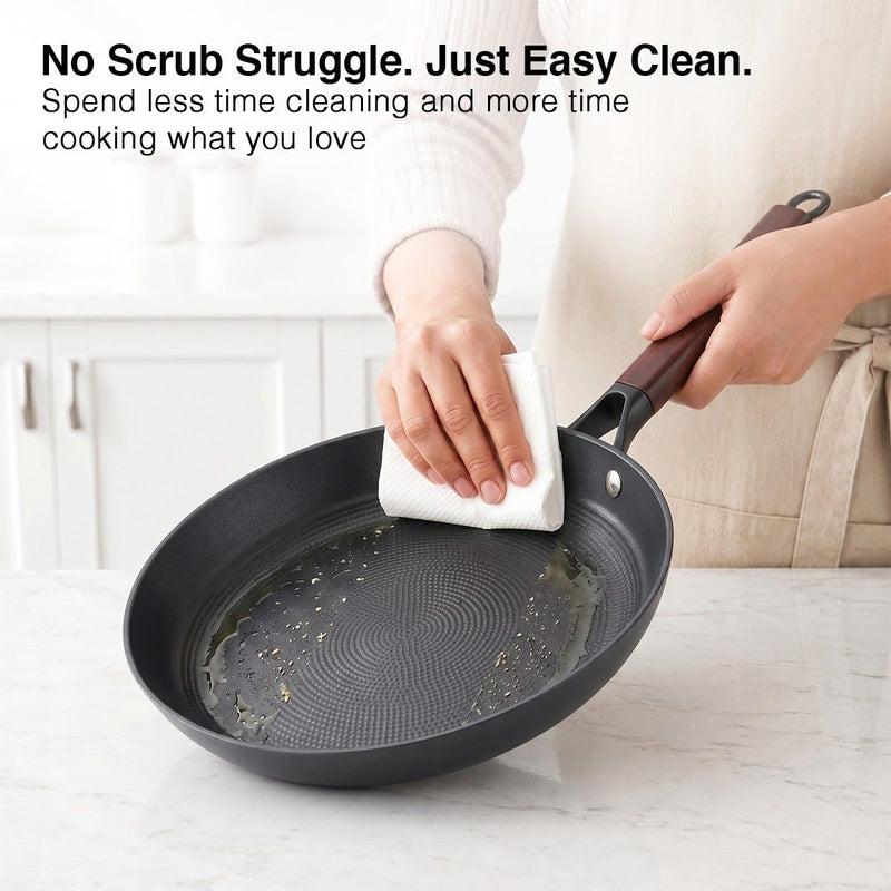 Prestige Castlite Patterned Enamel Coated Cast Iron Fry Pan 20cm/0.9L + Prestige Castlite Patterned Enamel Coated Cast Iron Kadai 24cm/2.4L with Glass Lid, Rust-Proof, Gas & Induction, 15Y Warranty