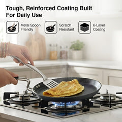 Prestige Durastone Hard Anodised 6 Layer Non-Stick Omni Tawa, 25 cm (Black), Prestige Durastone Hard Anodised 6 Layer Non-Stick Fry Pan, (24 cm, 1.9 Litre) (Black)