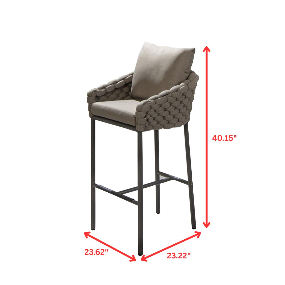 Azura Outdoor Patio Bar Set 4 Chairs and 1 Table Set (Beige) Braided & Rope