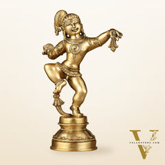 Charming 12-Inch Brass Dancing Baby Krishna Idol