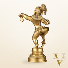 Charming 12-Inch Brass Dancing Baby Krishna Idol